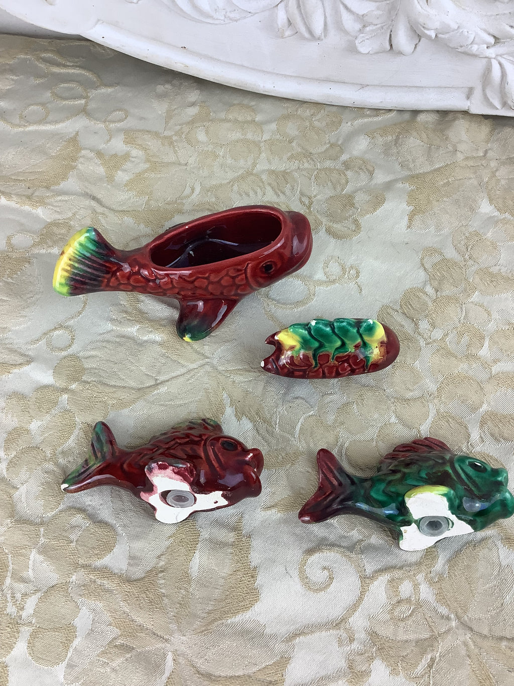 Ensemble Trio Poissons service Condiments ancien