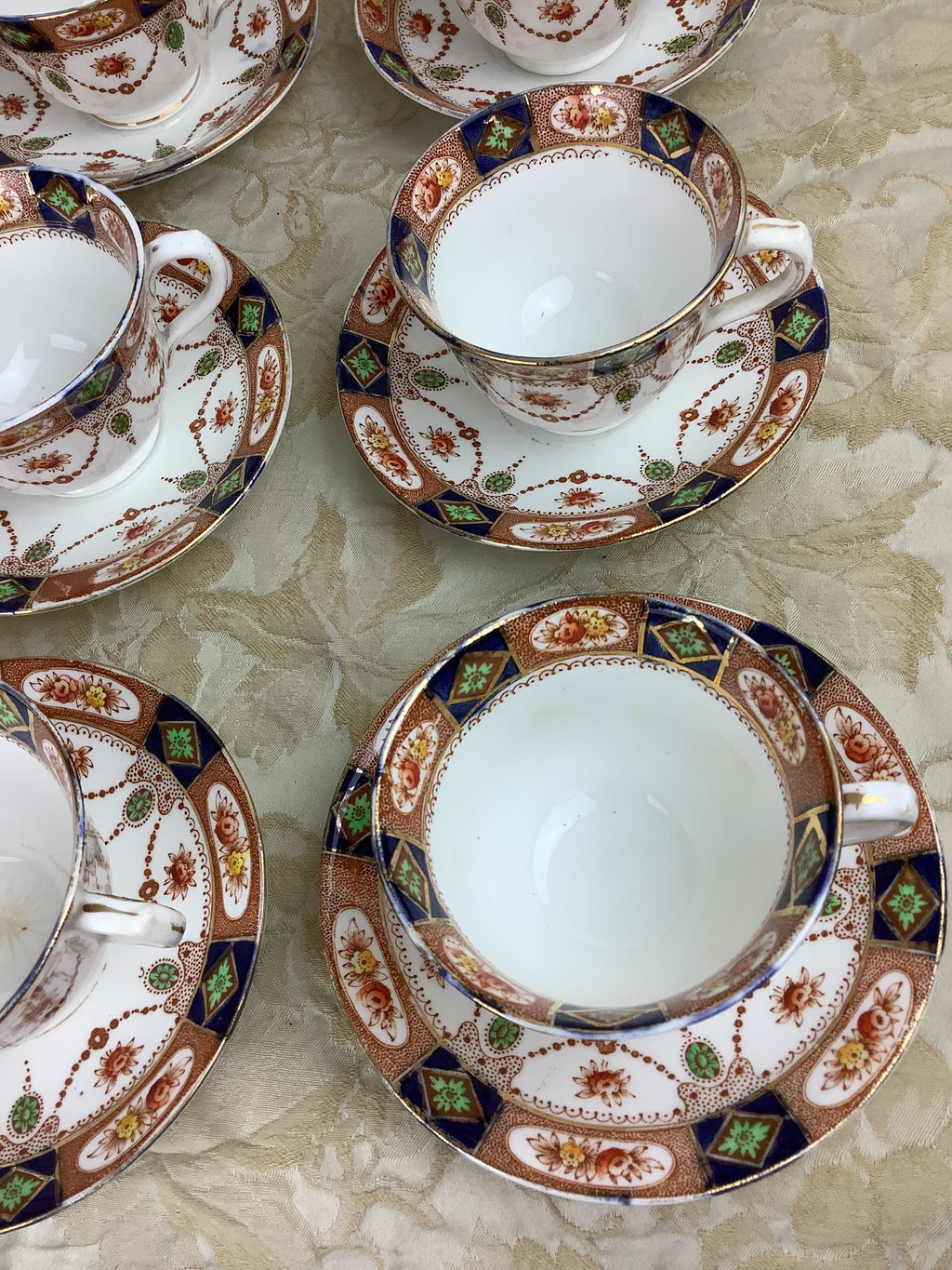 6 Tasses et 6 Soucoupes-Service à thé ancien anglais Doric Bone China -Ref 10A