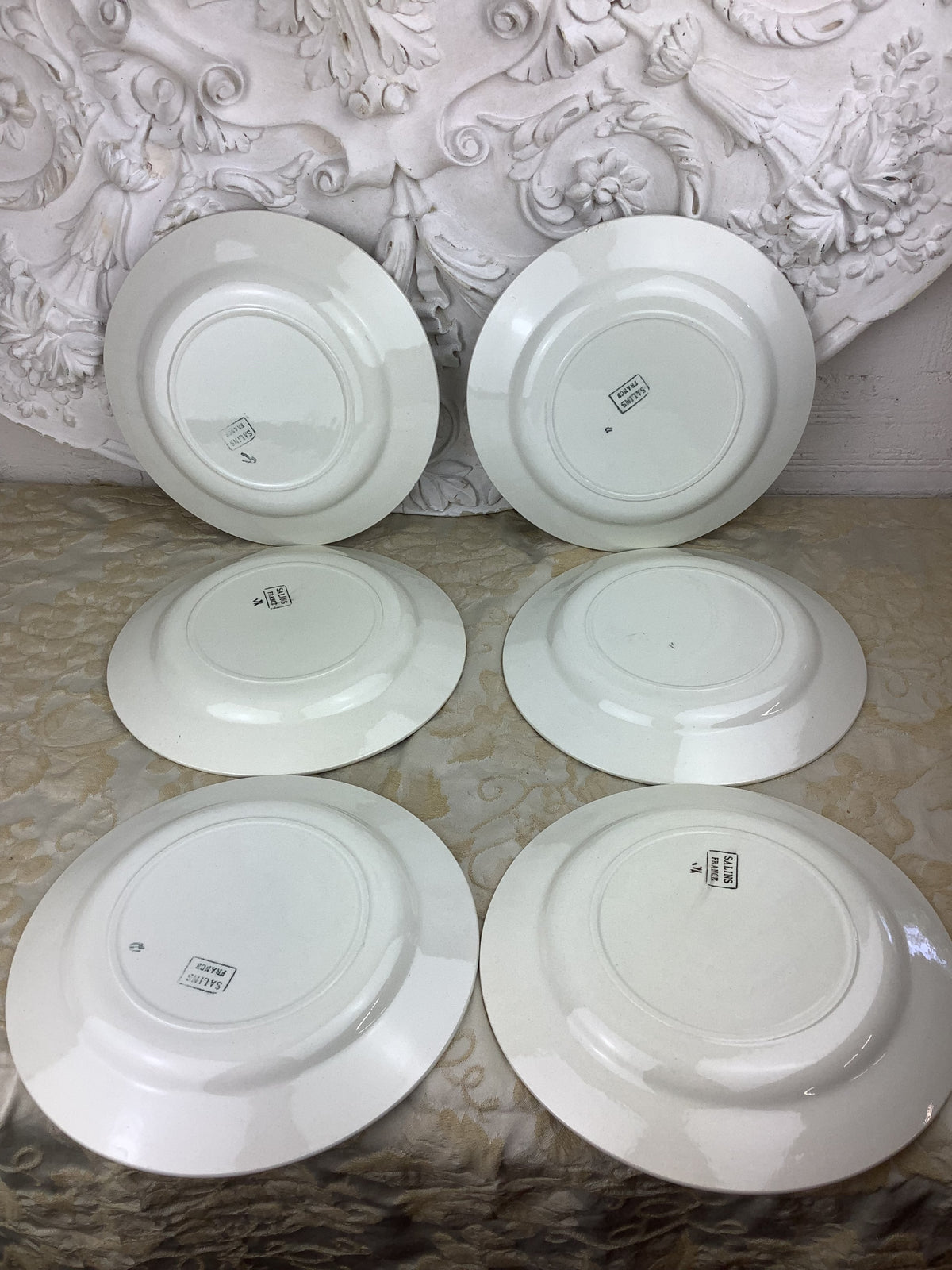 6 Assiettes plates anciennes Salins France -Ref 25X