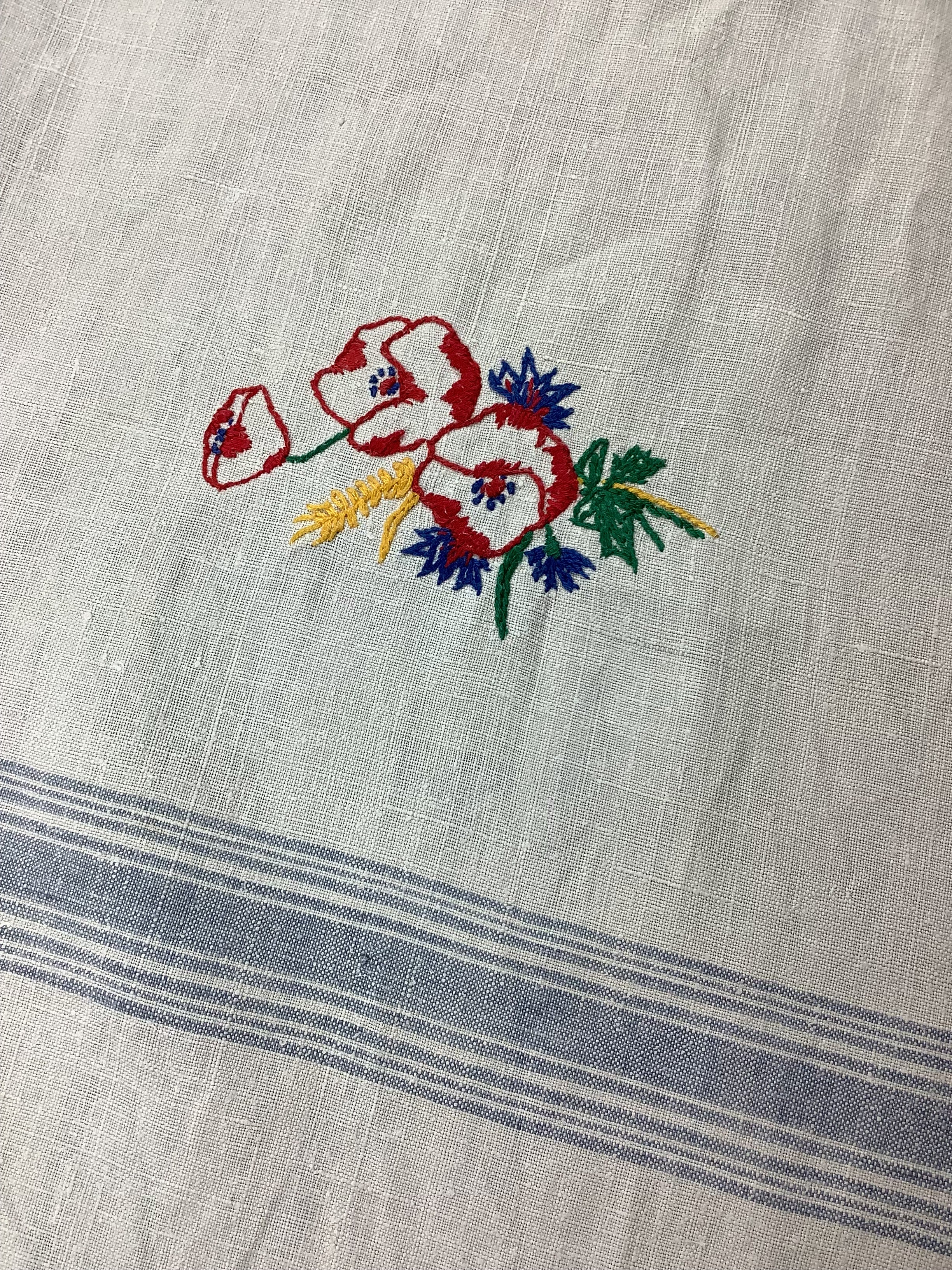 Nappe ancienne en lin style champêtre
