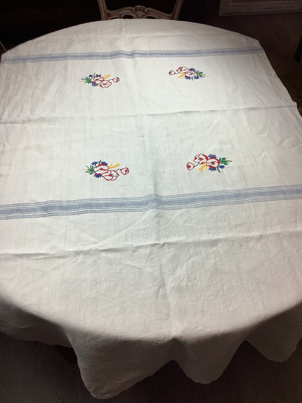 Nappe ancienne en lin style champêtre