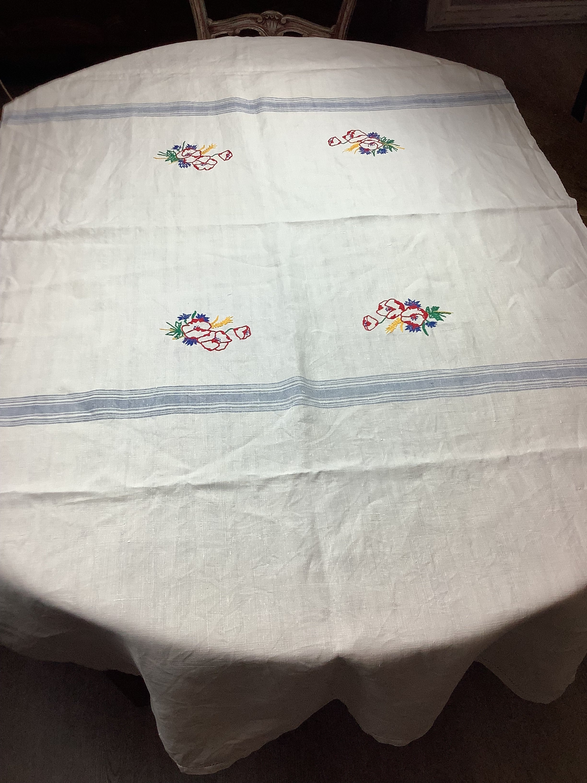 Nappe ancienne en lin style champêtre