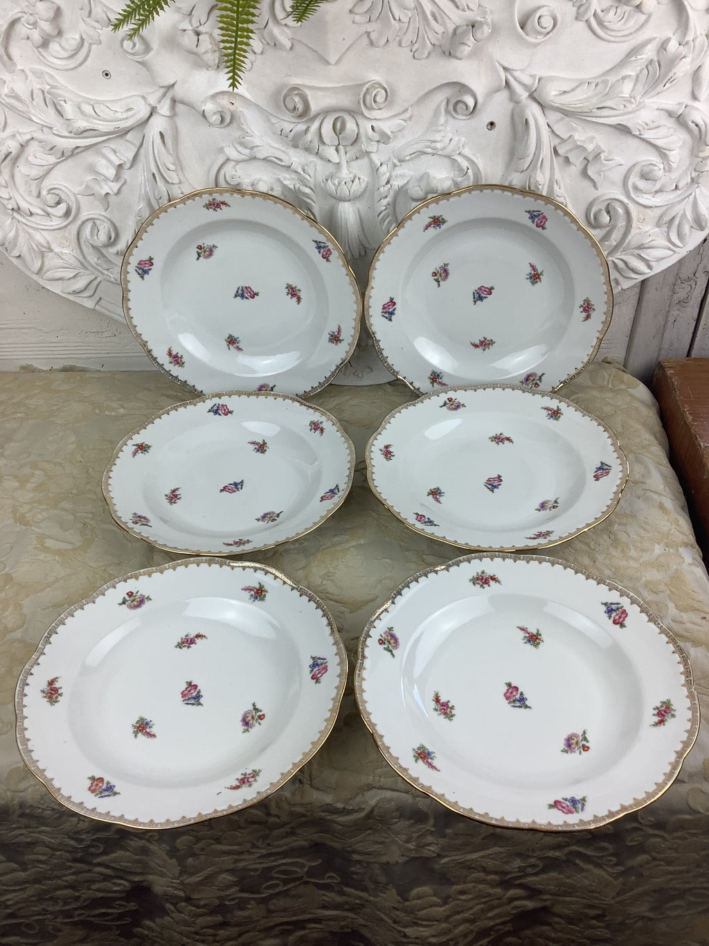 6 Assiettes Creuses anciennes Porcelaine de Limoges France