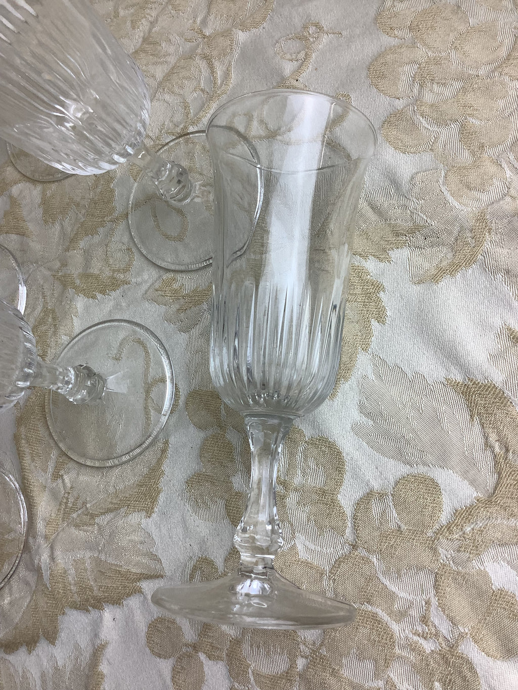 6 verres vintage en verre transparent cannelé – Réf. 26I