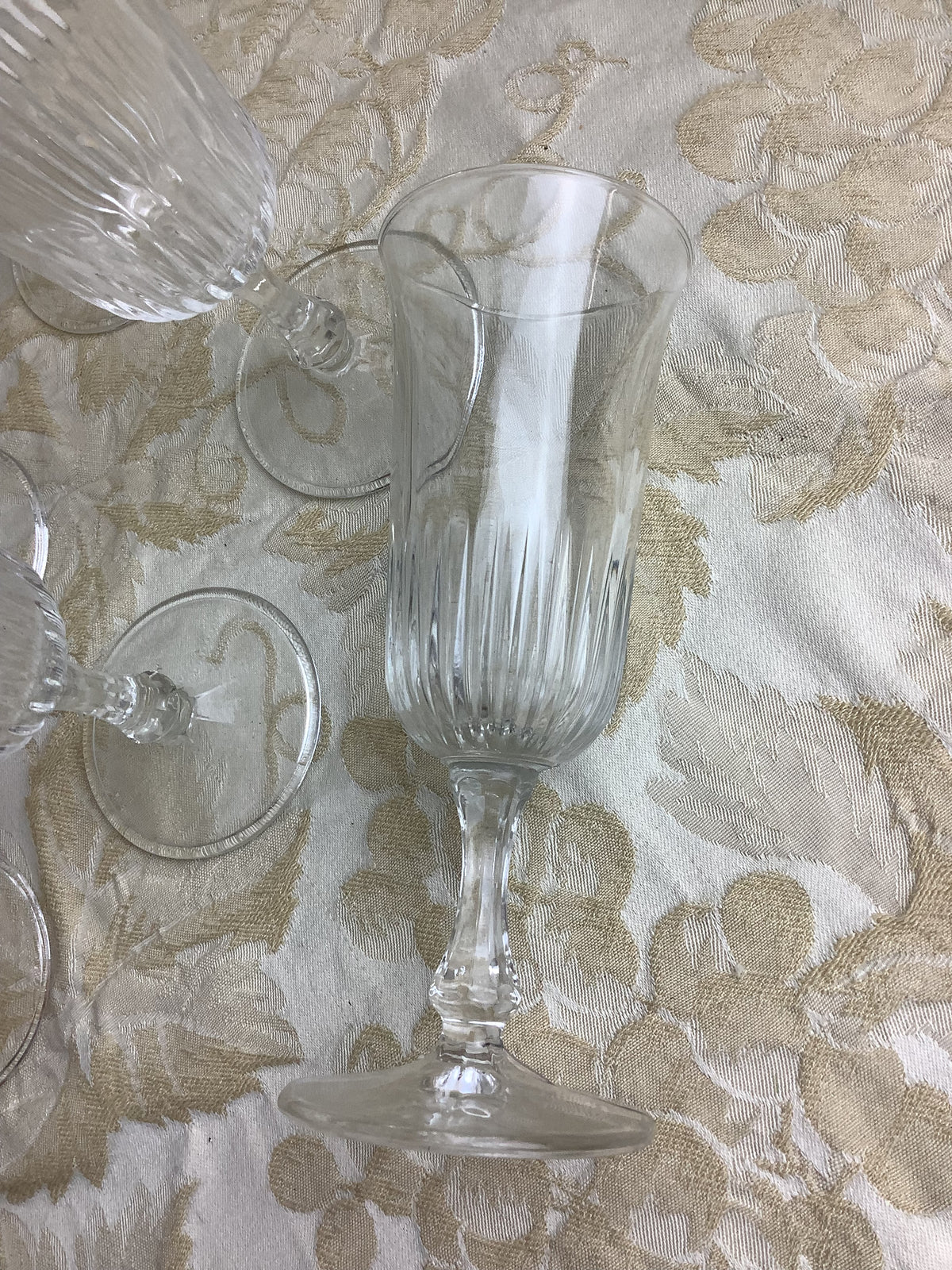 6 verres vintage en verre transparent cannelé – Réf. 26I