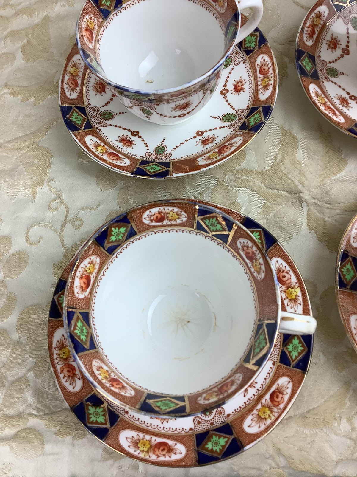 6 Tasses et 6 Soucoupes-Service à thé ancien anglais Doric Bone China -Ref 10A