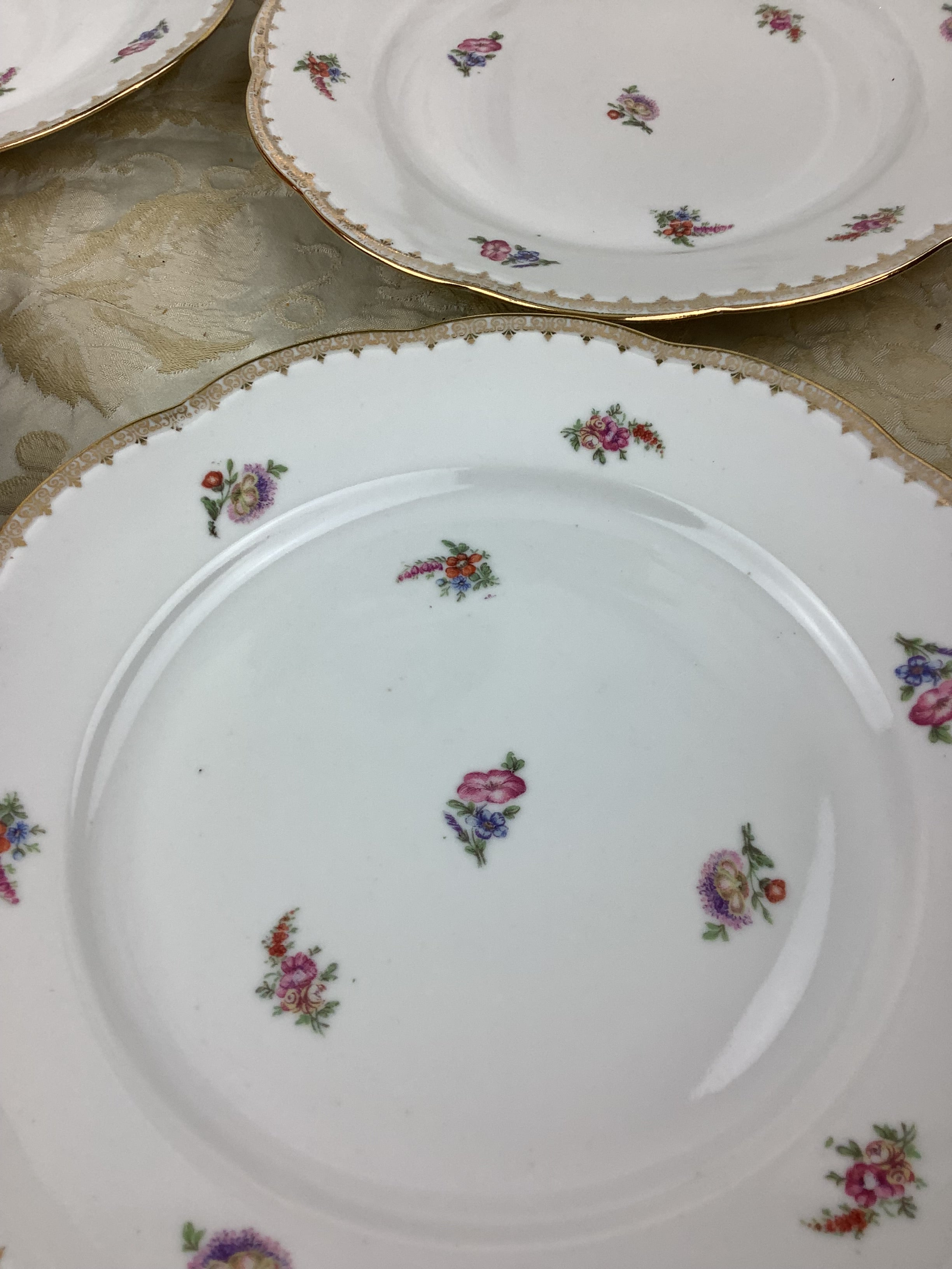6 Assiettes plates anciennes Porcelaine Limoges France