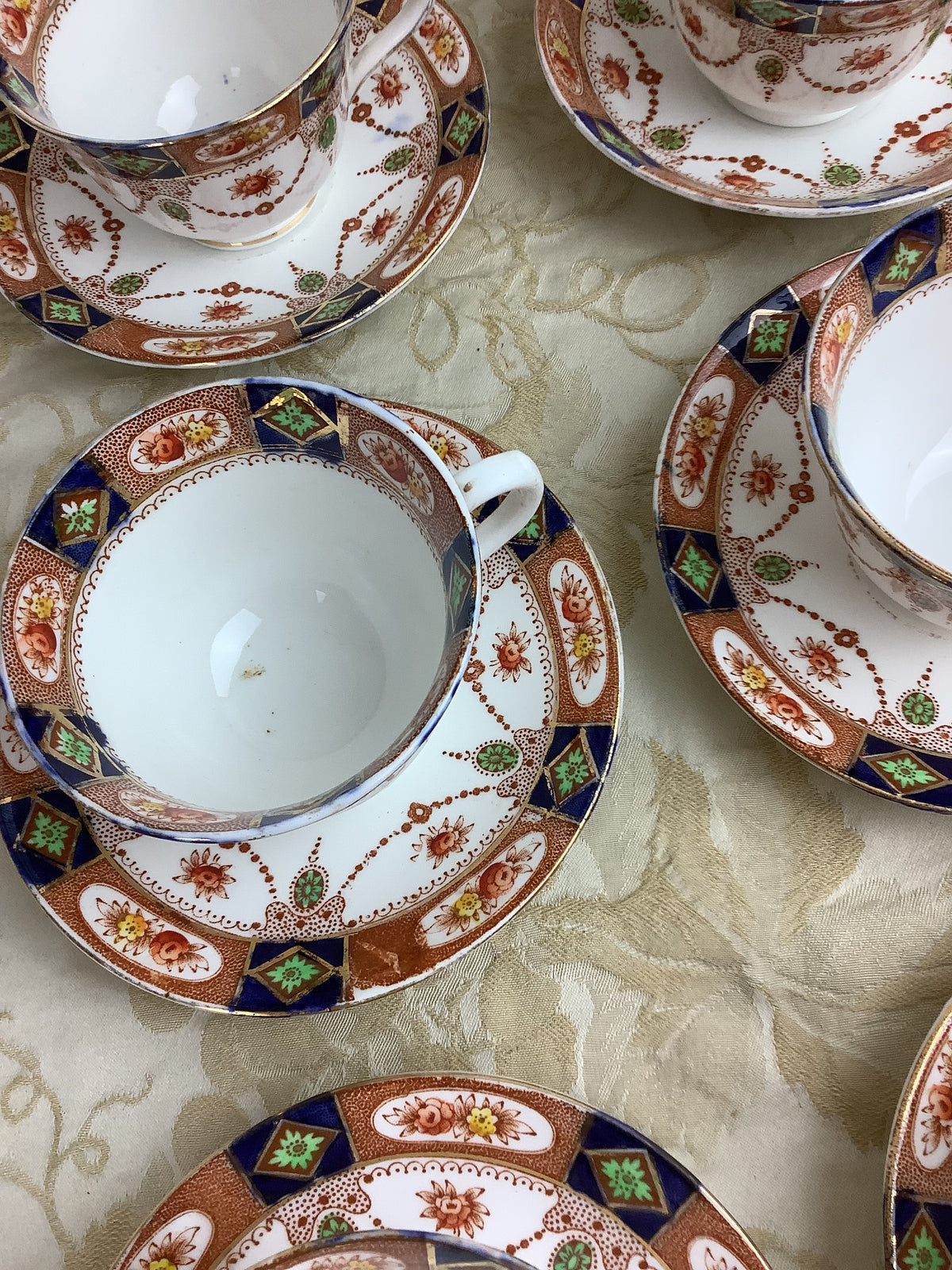 6 Tasses et 6 Soucoupes-Service à thé ancien anglais Doric Bone China -Ref 10A
