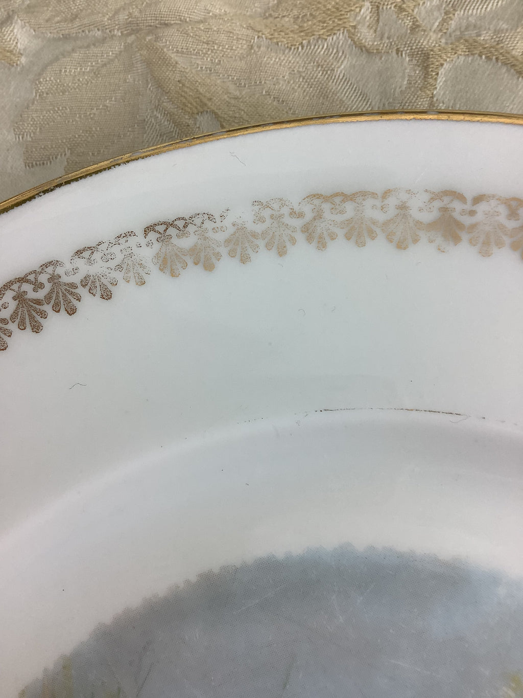 4 Assiettes plates en porcelaine de Limoges France décor gibier/chasse