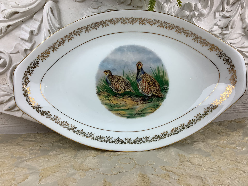 Ancien Plat en Porcelaine de Limoges France décor gibier et chasse