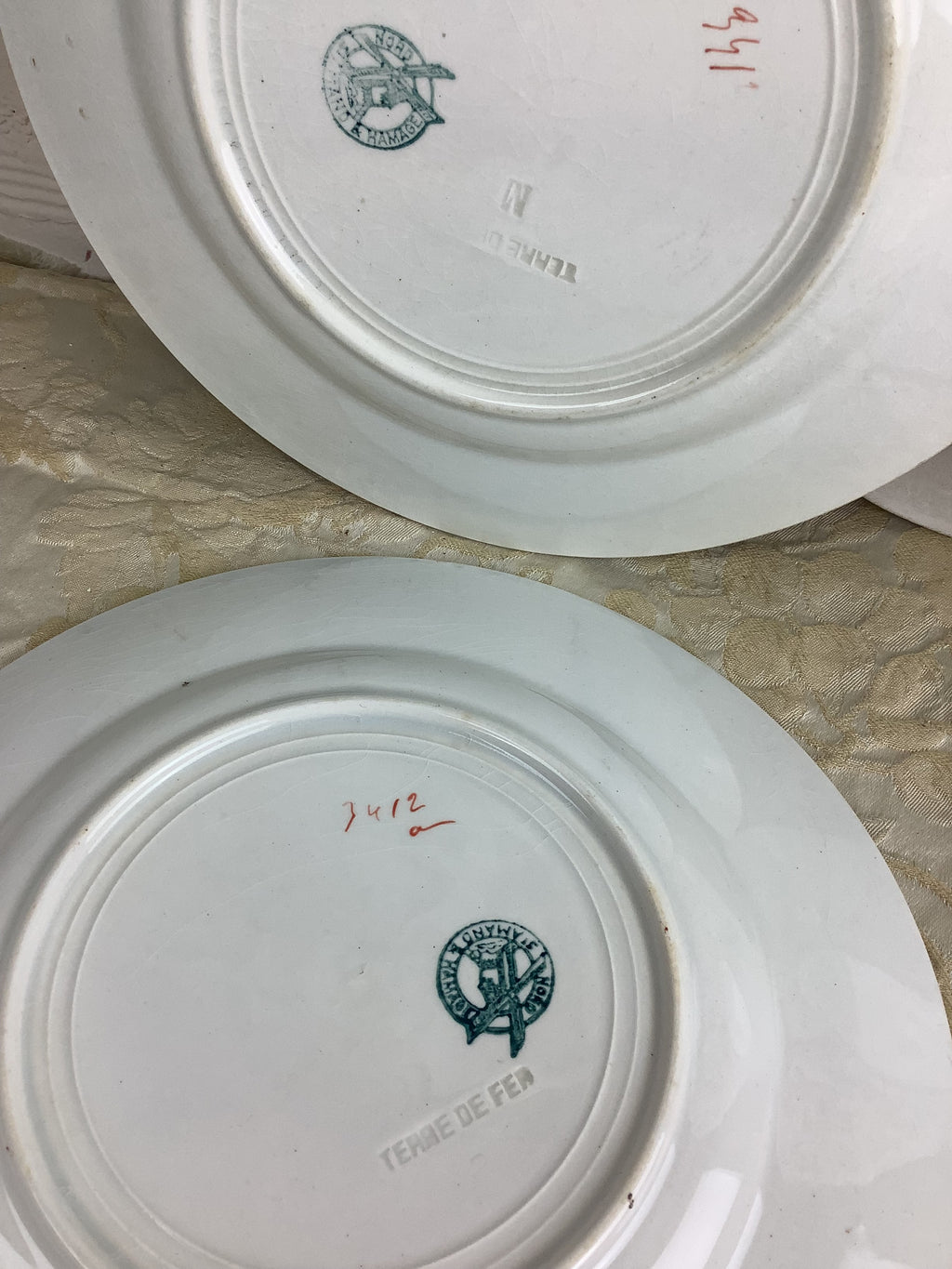 6 Assiettes plates anciennes Terre de fer Moulins des Loups