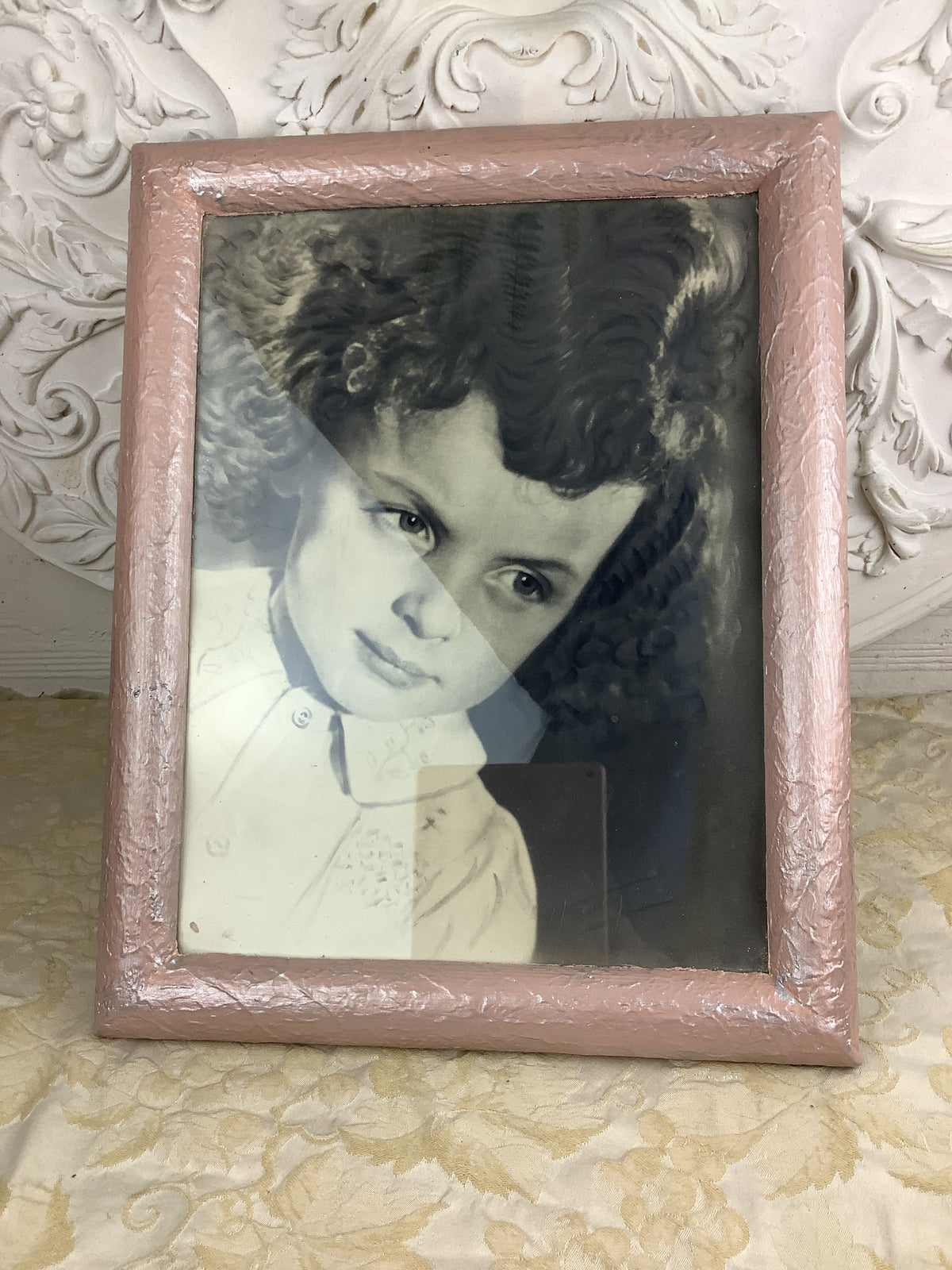 Ancien Cadre Portrait au fusain