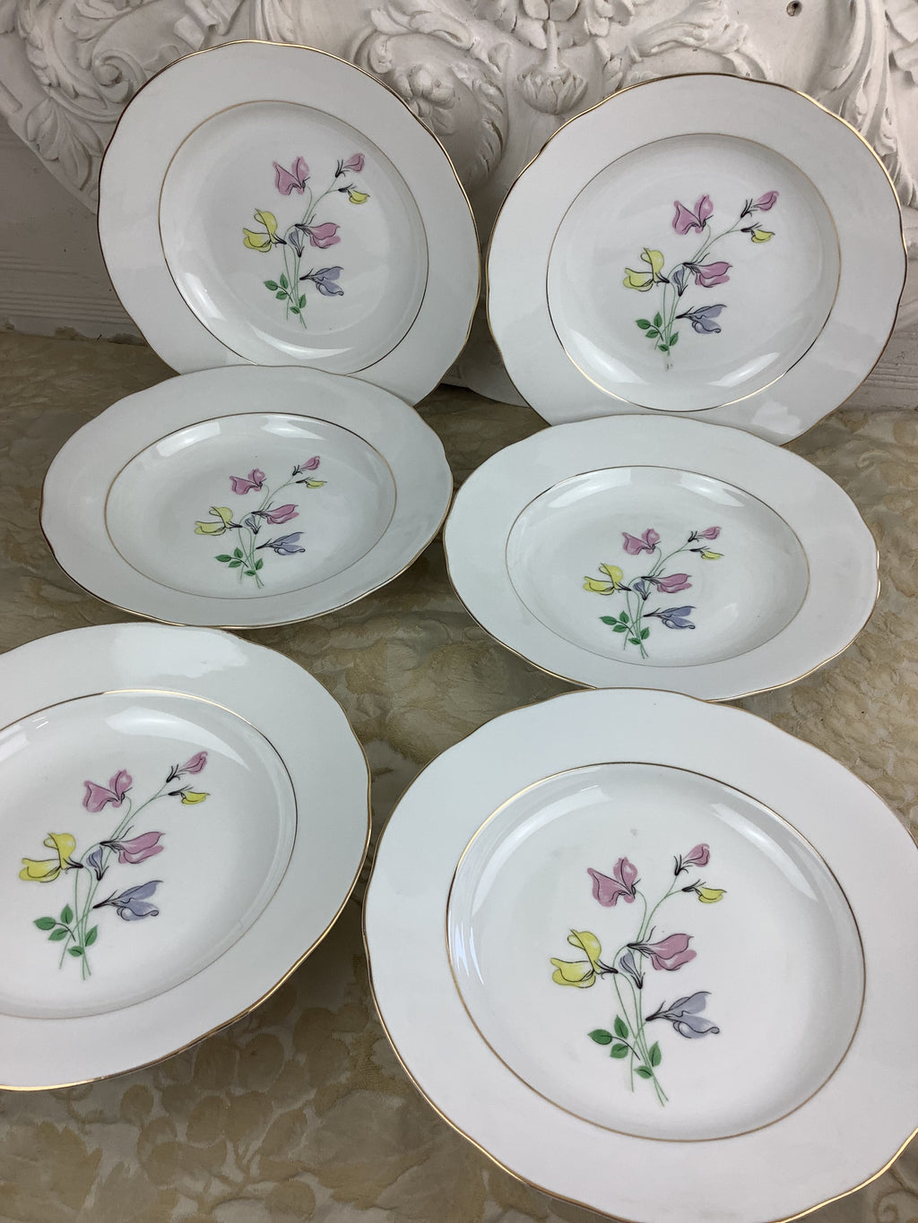 6 Assiettes creuses anciennes Porcelaine Limoges France