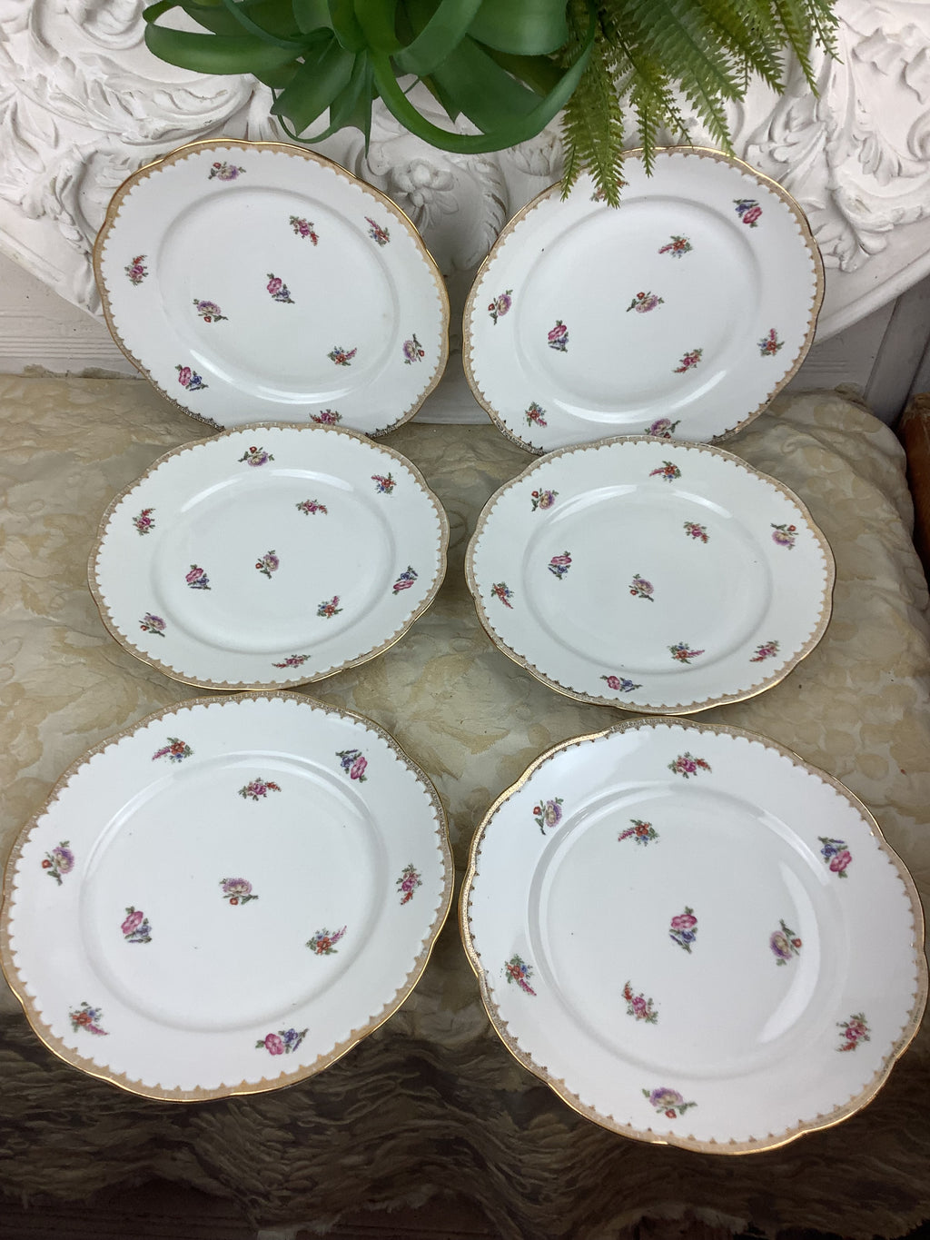 6 Assiettes plates anciennes Porcelaine Limoges France
