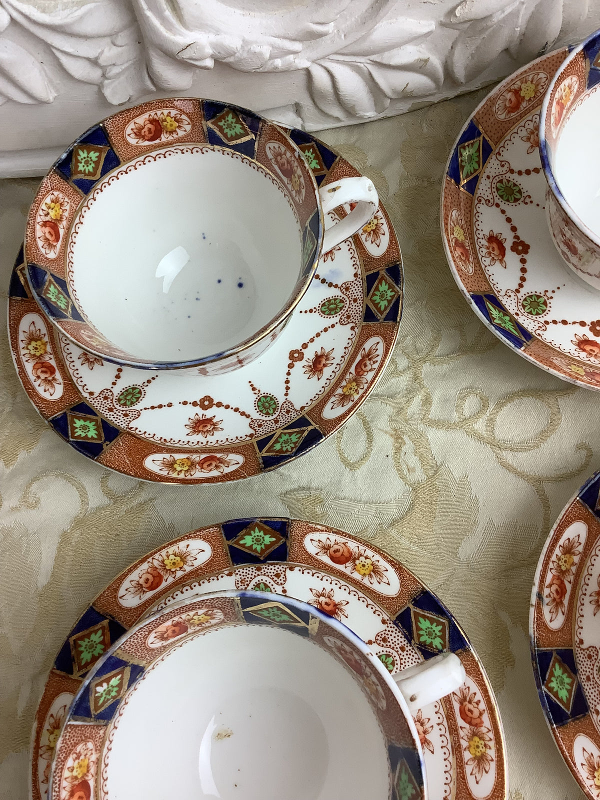 6 Tasses et 6 Soucoupes-Service à thé ancien anglais Doric Bone China -Ref 10A