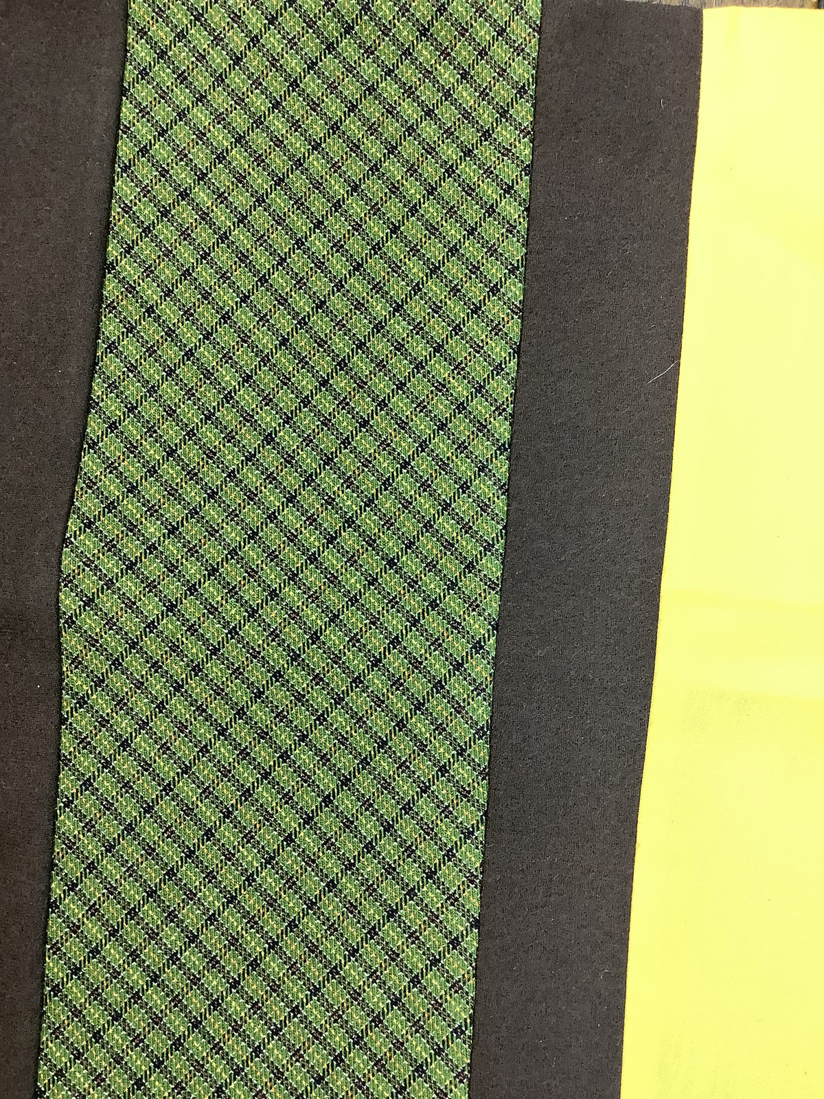 Pair of vintage cushion covers in antique textiles – Mustard yellow, green and brown – Ref. H02