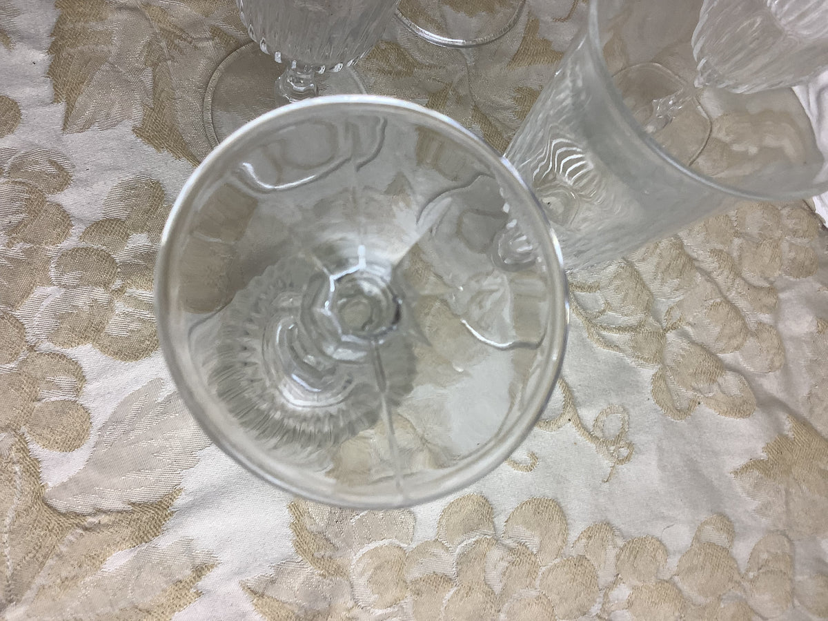 6 verres vintage en verre transparent cannelé – Réf. 26I