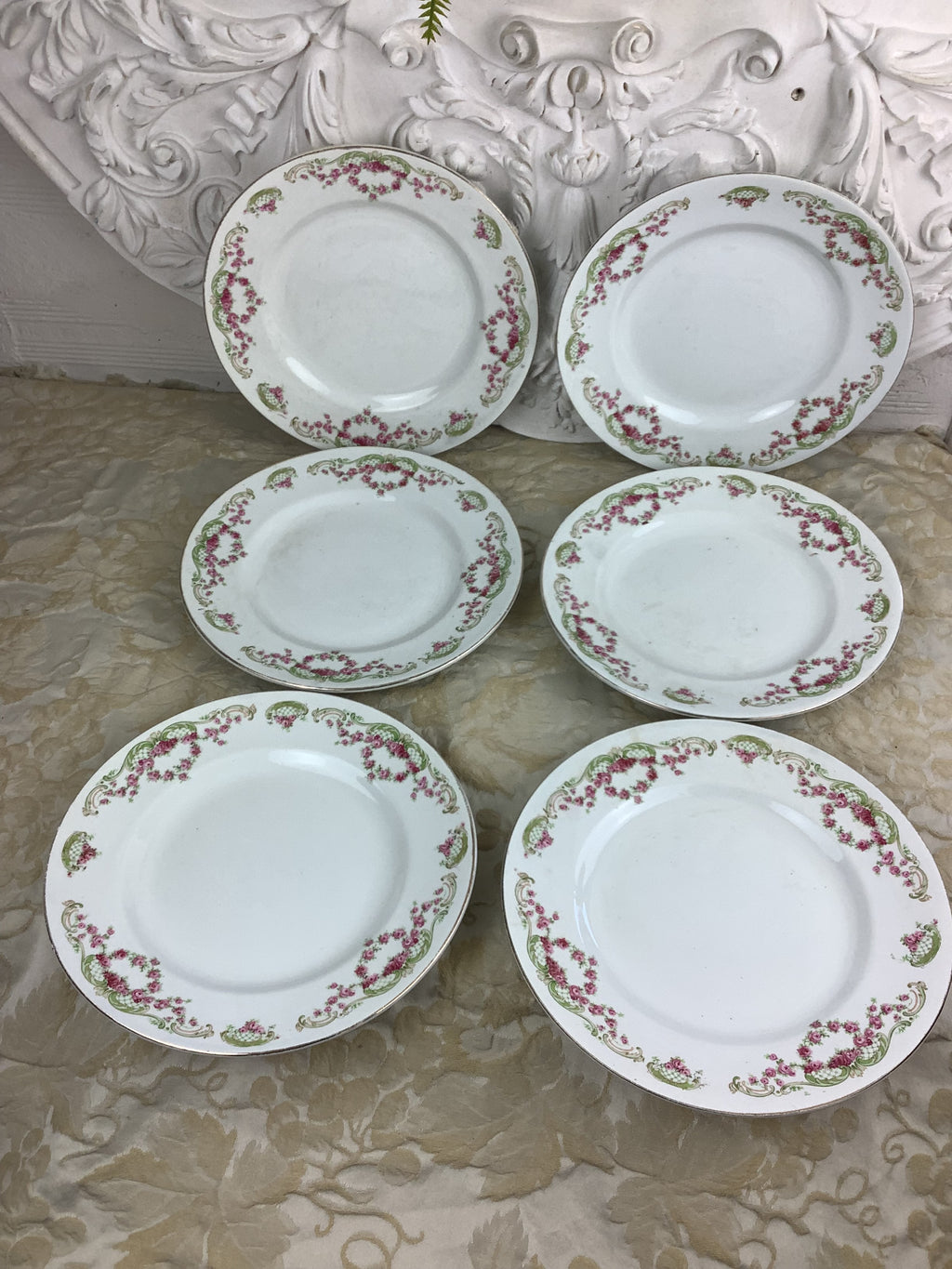 6 Assiettes plates anciennes Terre de fer Moulins des Loups
