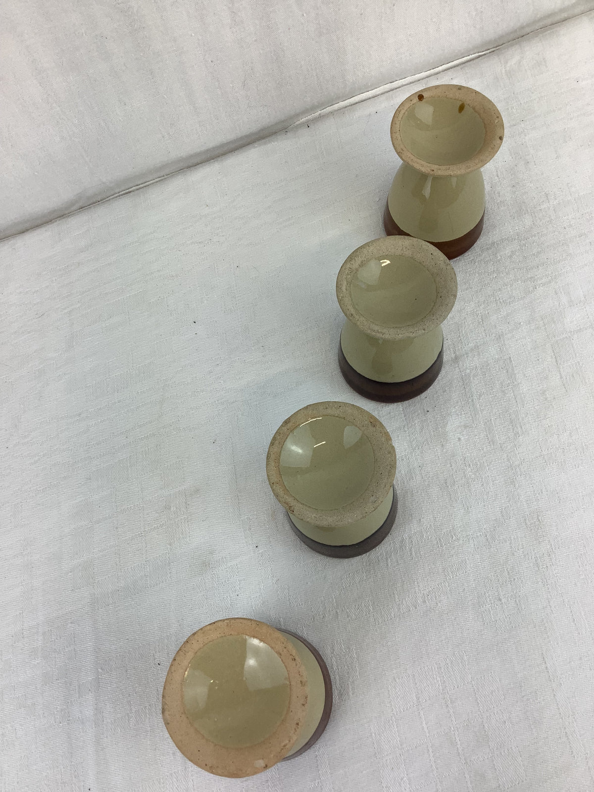 Lot de 4 coquetiers vintage en terre cuite émaillée - Ref 43