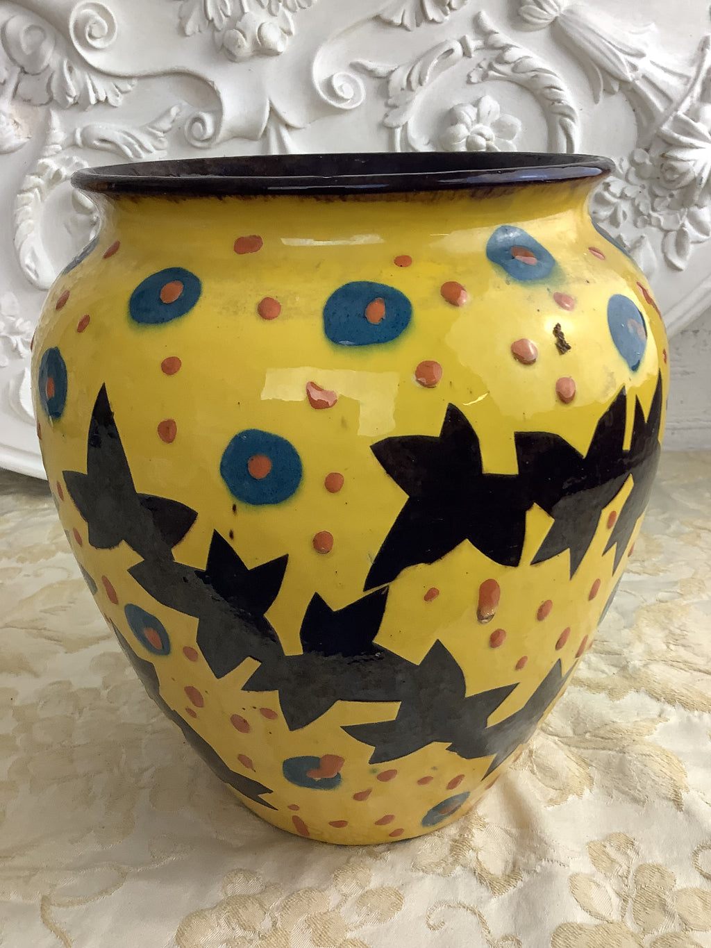 Grand vase boule Art déco en céramique de Savoie – Émile Simonod, modèle 147 – Réf. 147