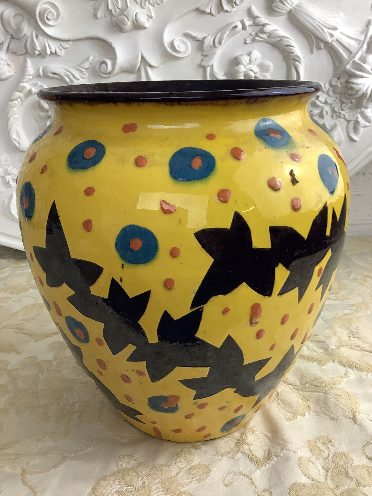 Grand vase boule Art déco en céramique de Savoie – Émile Simonod, modèle 147 – Réf. 147