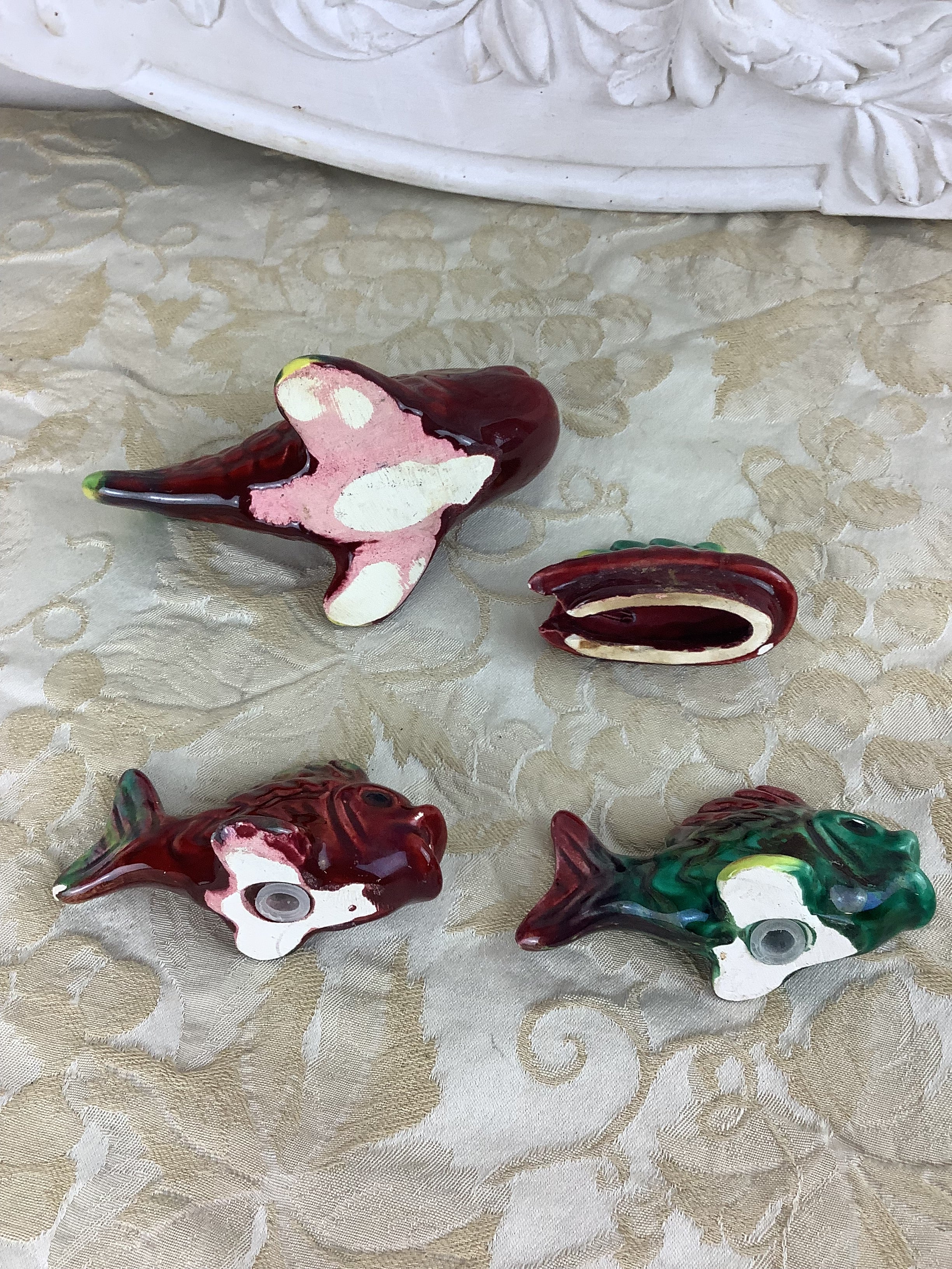 Ensemble Trio Poissons service Condiments ancien