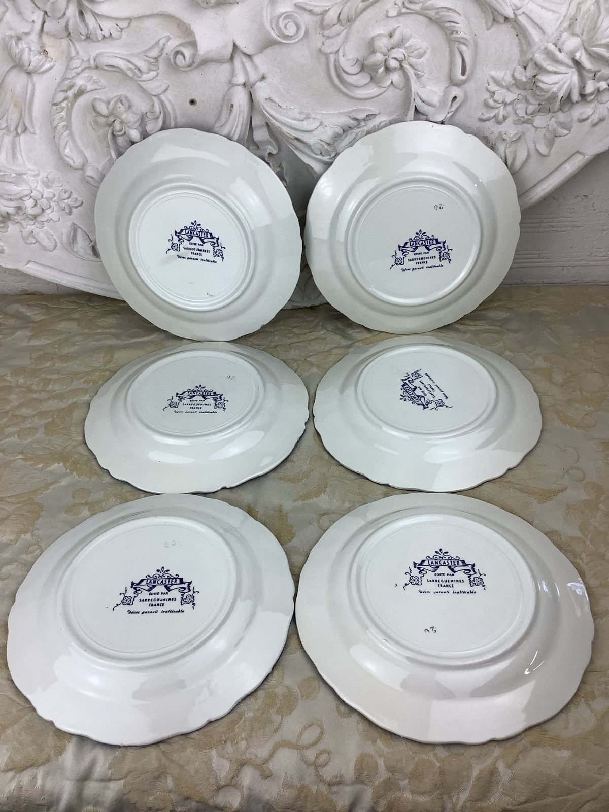 6 Assiettes anciennes Lancaster éditées par Sarreguemines Ref 25w