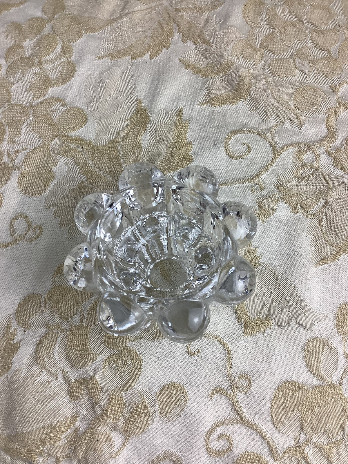 Petit bougeoir « Fleur » en verre moulé VMC Reims – Réf. 26C