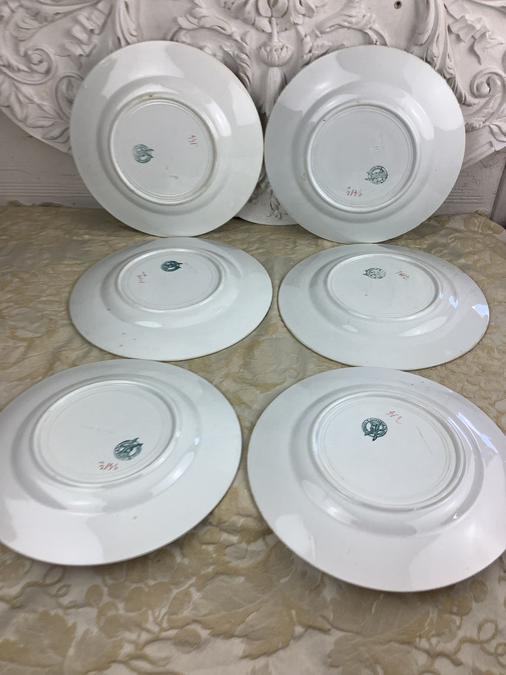 6 Assiettes plates anciennes Terre de fer Moulins des Loups
