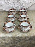 6 Tasses et 6 Soucoupes-Service à thé ancien anglais Doric Bone China -Ref 10A