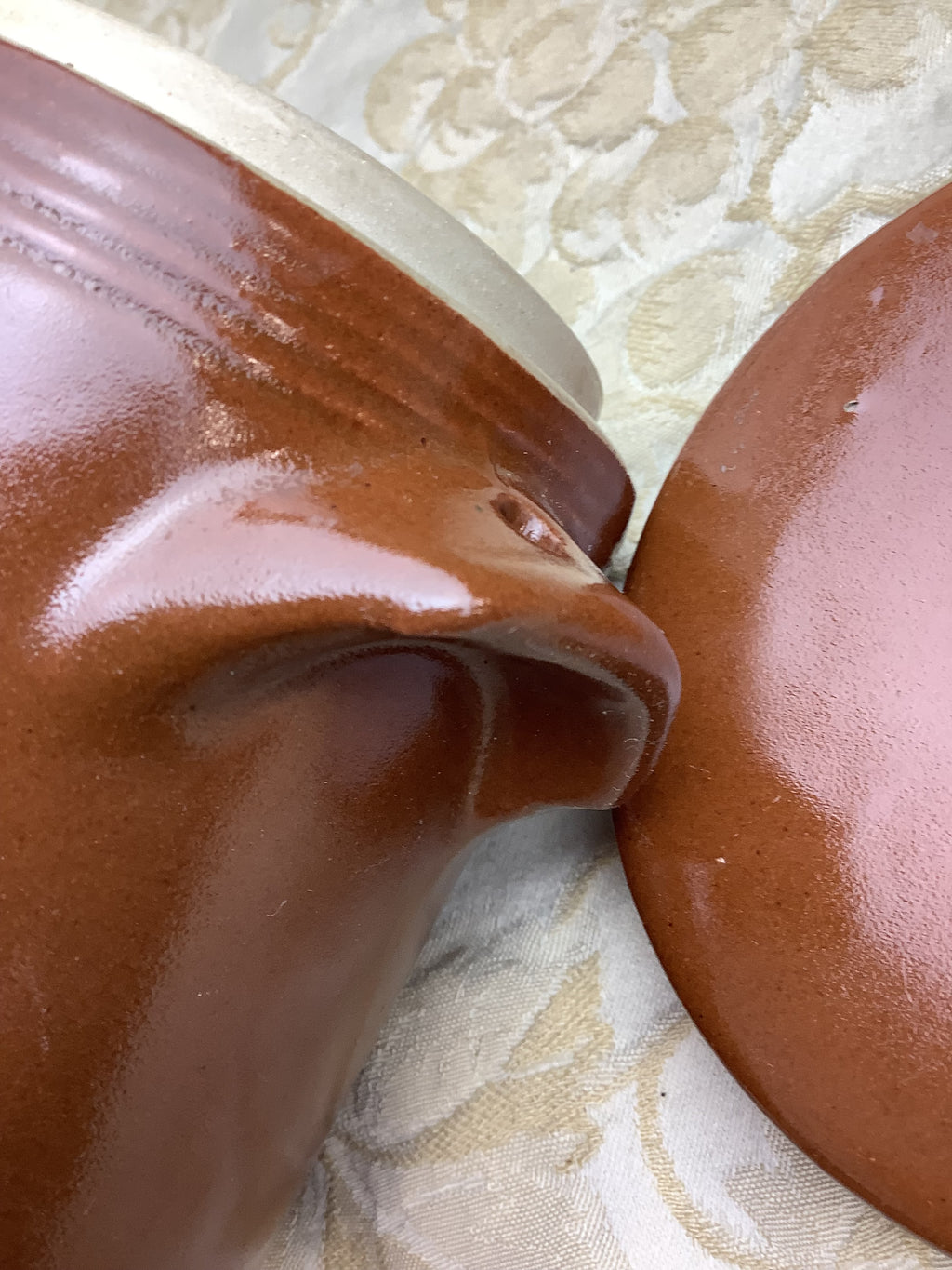 Ancien pot à conserves en grès brun avec couvercle – Réf. 20K
