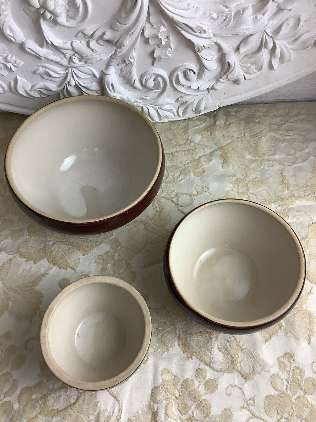 Lot de 3 bols anciens en grès Digoin – Grès Pots France – Réf. 26F