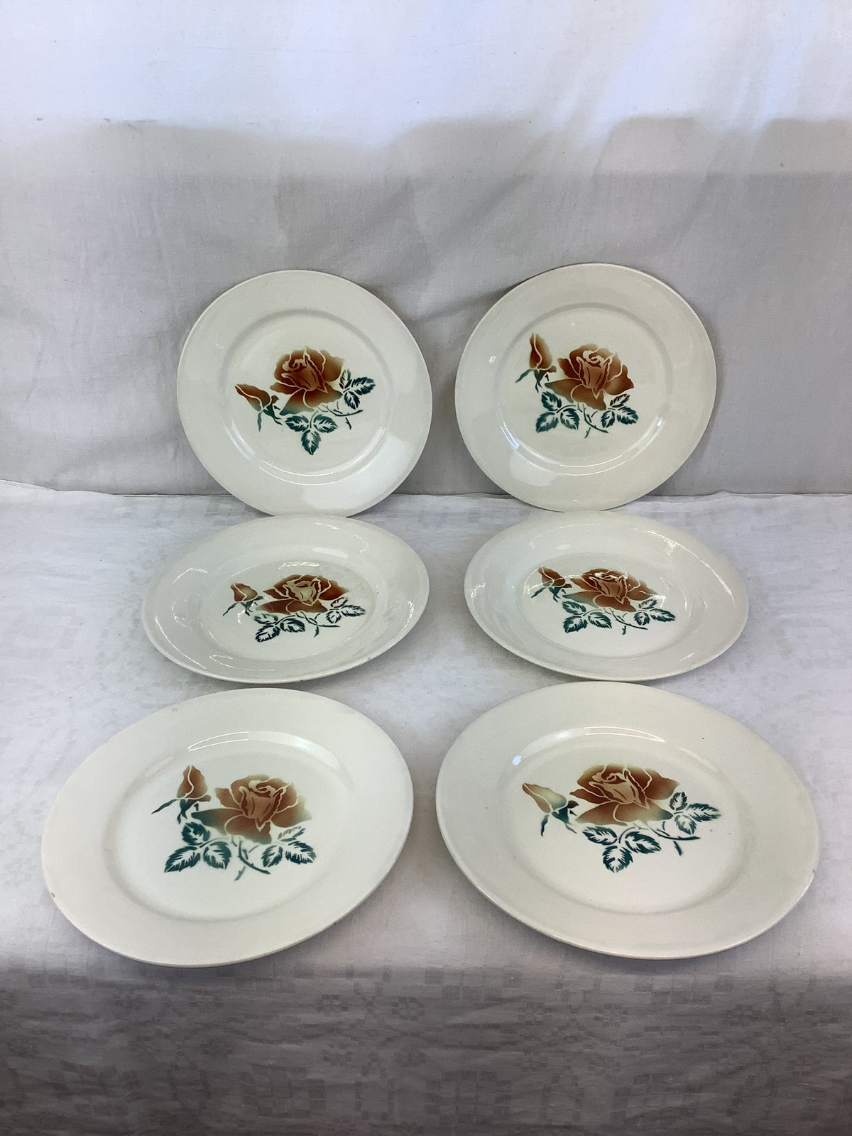 6 assiettes plates anciennes Digoin-Sarreguemines – Modèle Choc – Réf. 6L