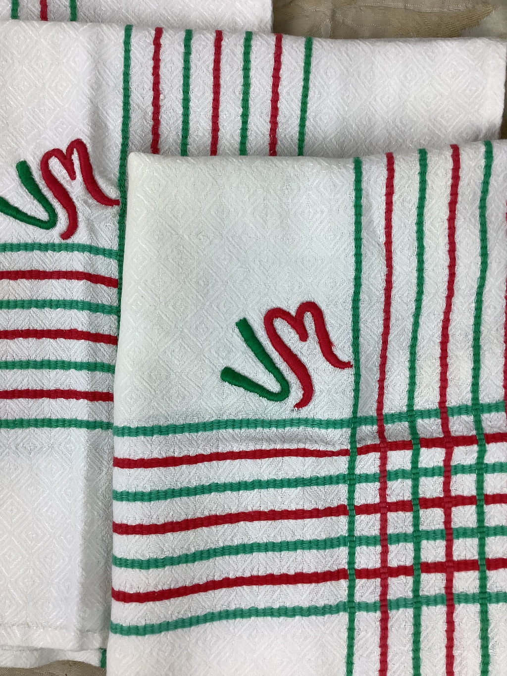 Anciennes Serviettes de table monogramme VM.