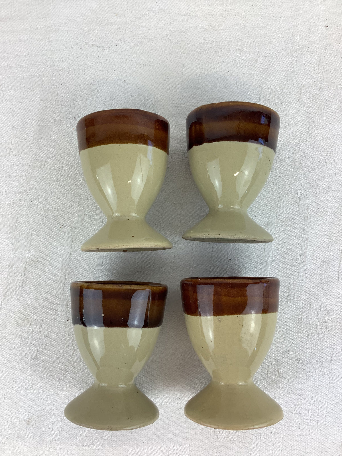 Lot de 4 coquetiers vintage en terre cuite émaillée - Ref 43