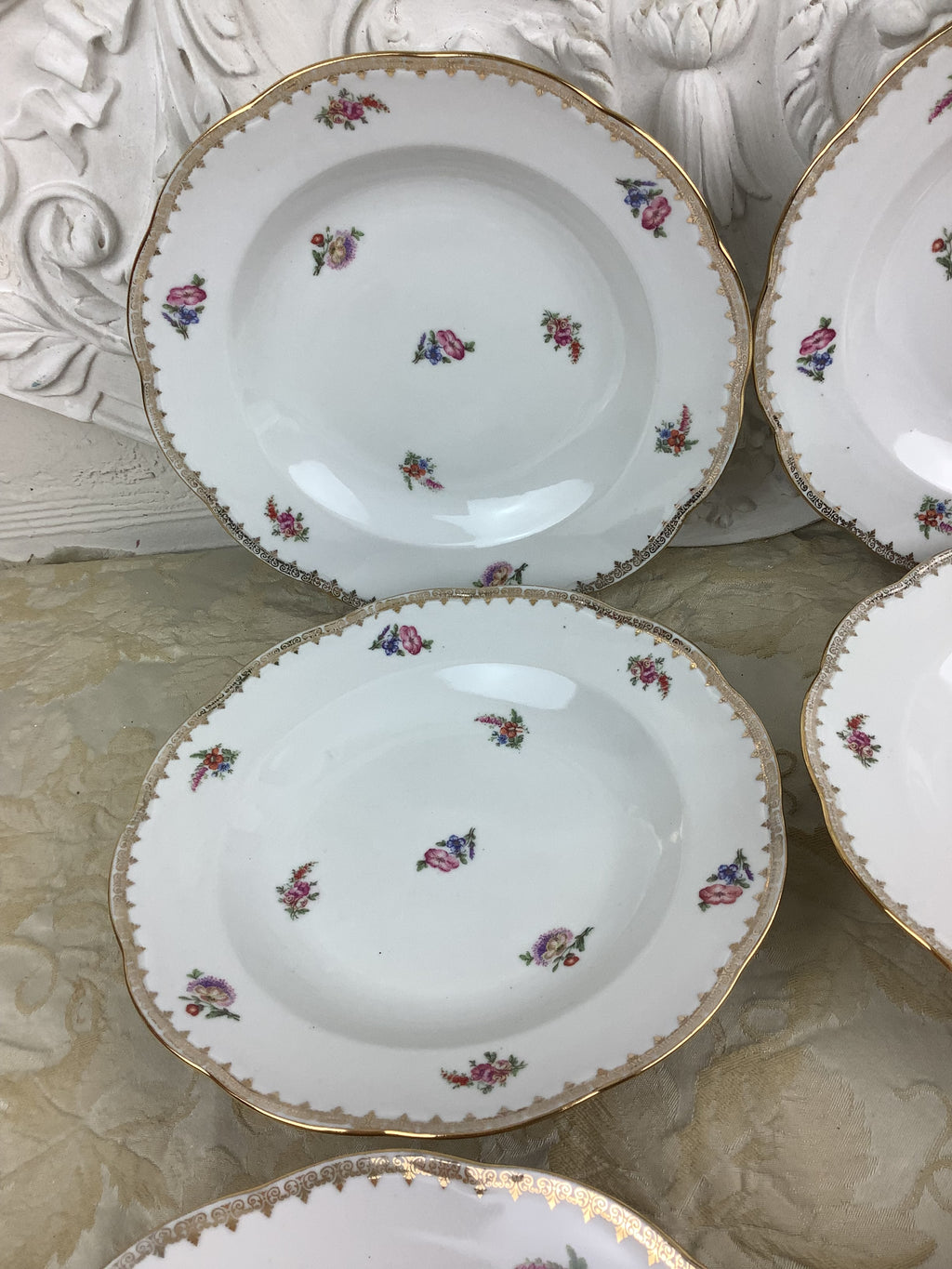 6 Assiettes Creuses anciennes Porcelaine de Limoges France