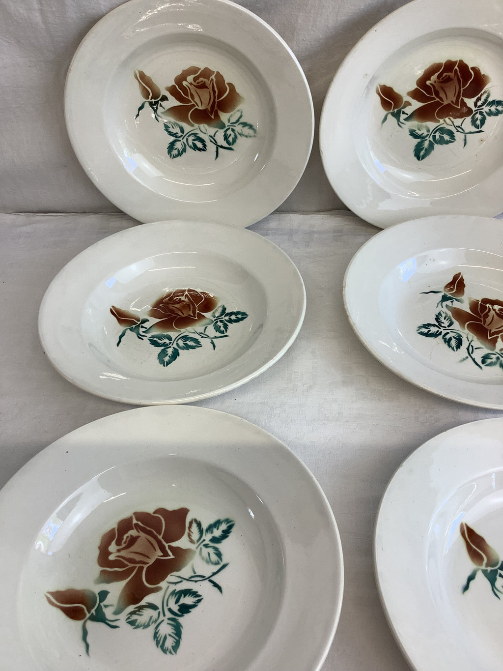 6 assiettes creuses anciennes Digoin-Sarreguemines – Modèle Choc – Réf. 6M
