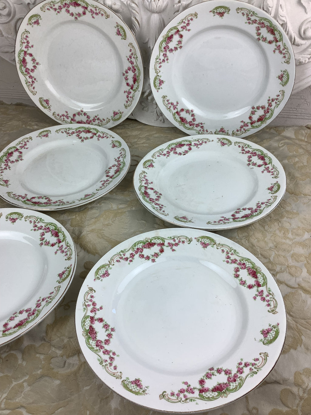 6 Assiettes plates anciennes Terre de fer Moulins des Loups