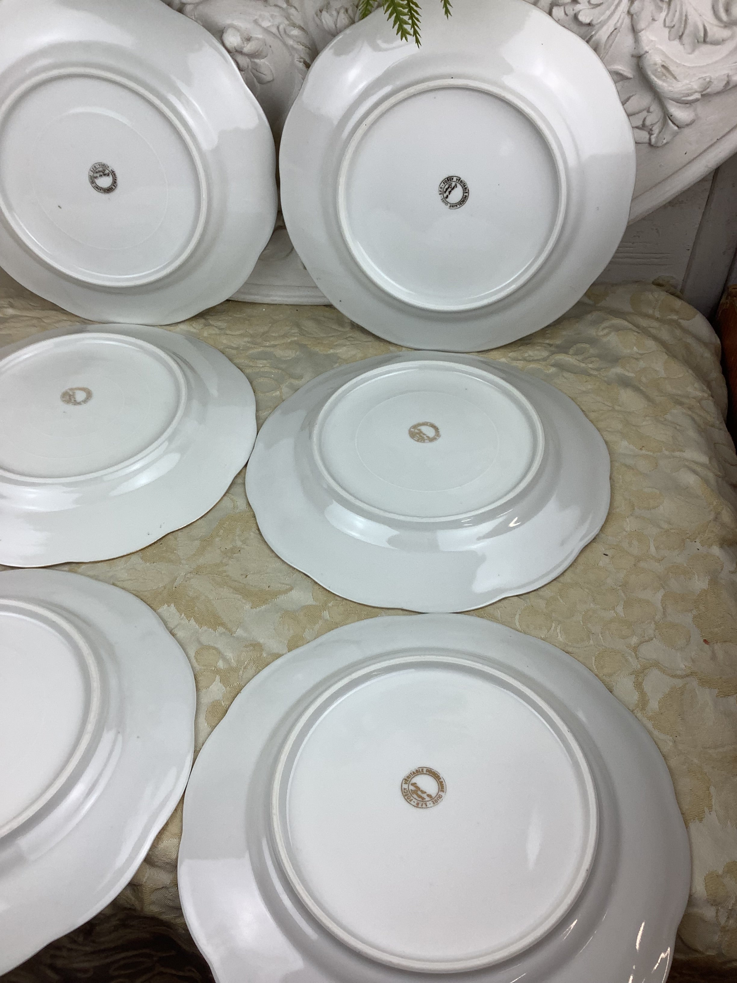 6 Assiettes plates anciennes Porcelaine Limoges France