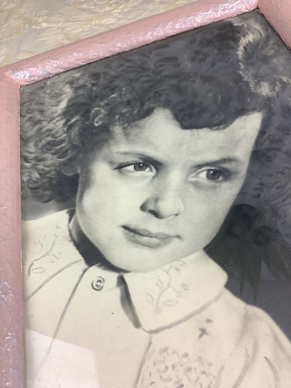 Ancien Cadre Portrait au fusain