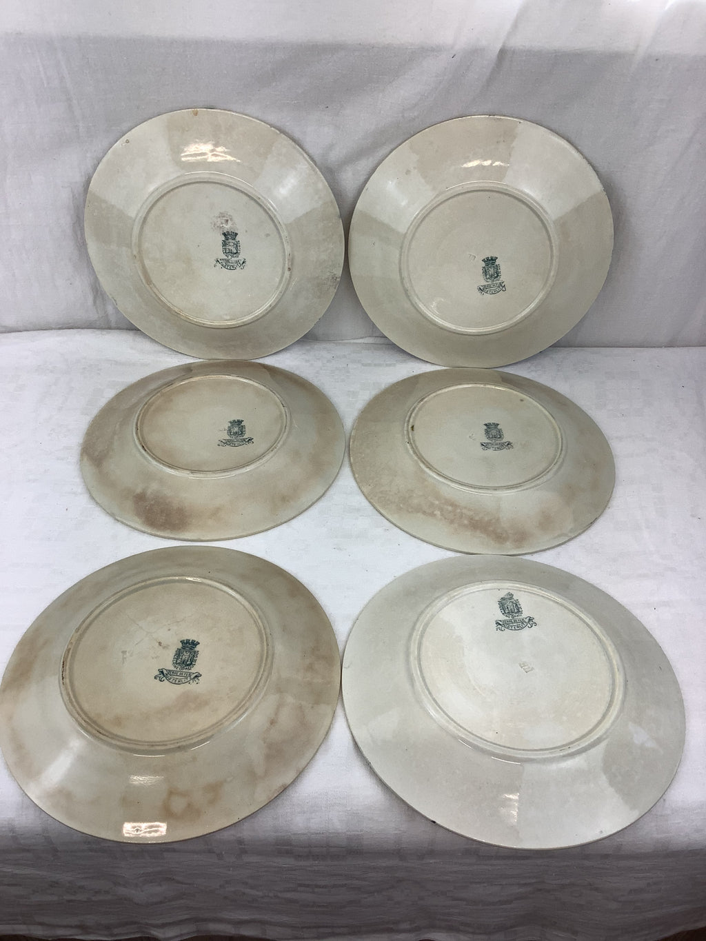 Lot de 6 assiettes plates anciennes Gien modèle Austerlitz – Réf. 8D