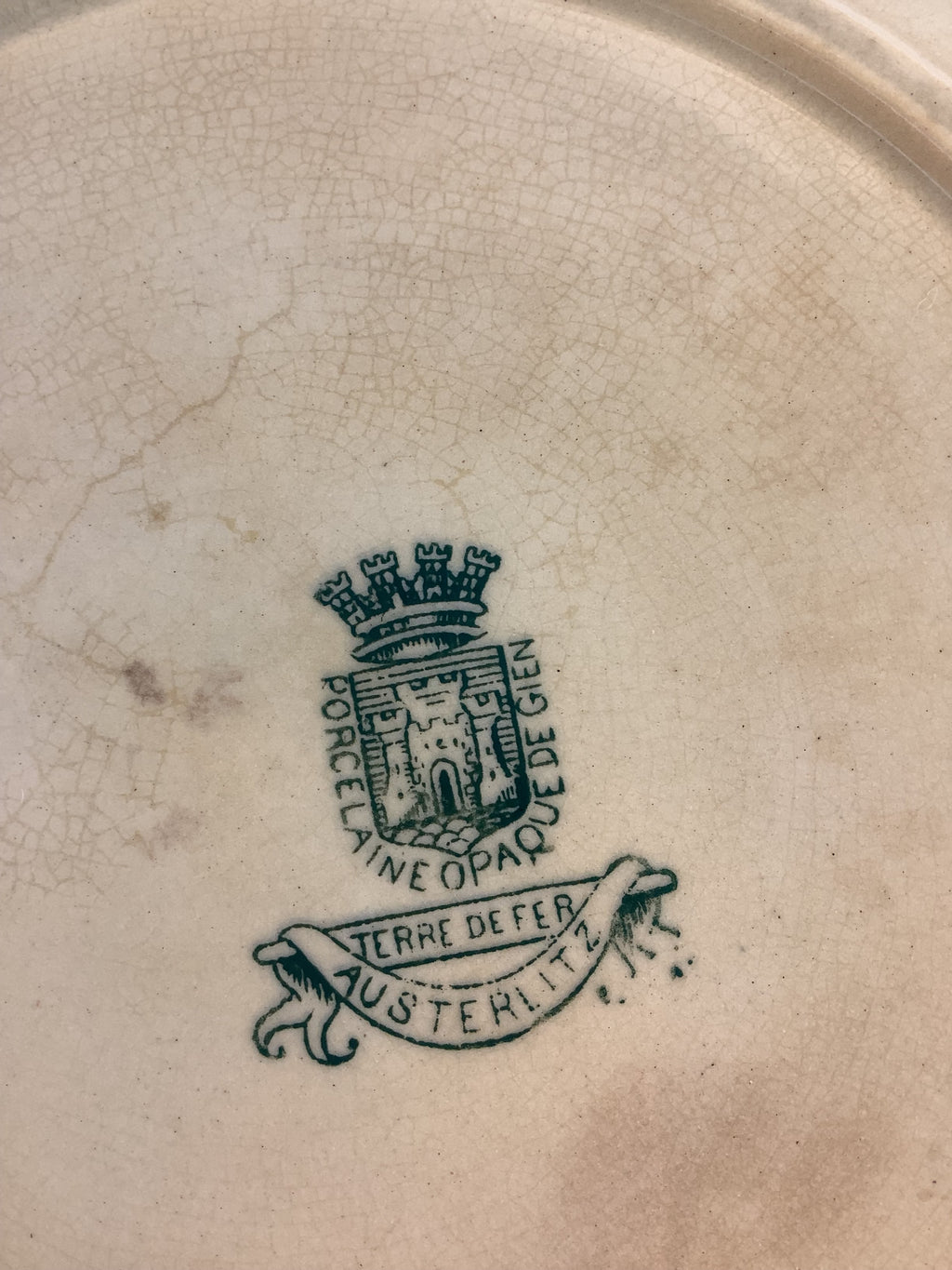 Lot de 6 assiettes plates anciennes Gien modèle Austerlitz – Réf. 8D
