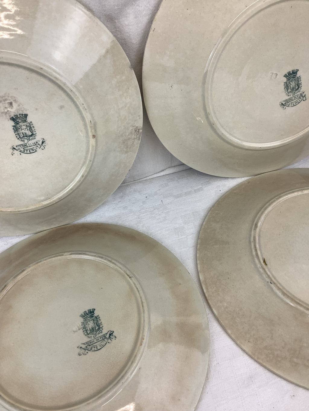 Lot de 6 assiettes plates anciennes Gien modèle Austerlitz – Réf. 8D