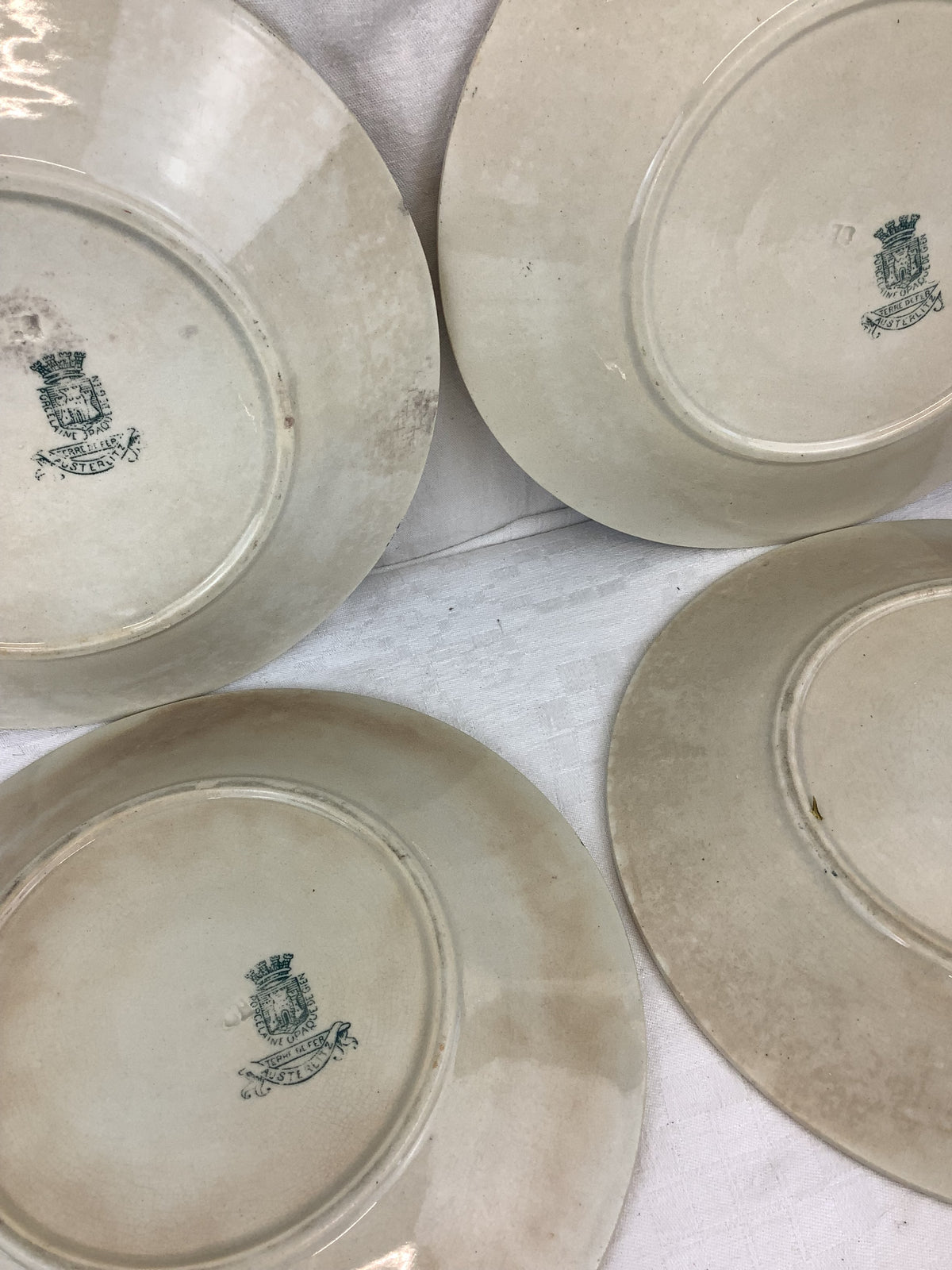 Lot de 6 assiettes plates anciennes Gien modèle Austerlitz – Réf. 8D