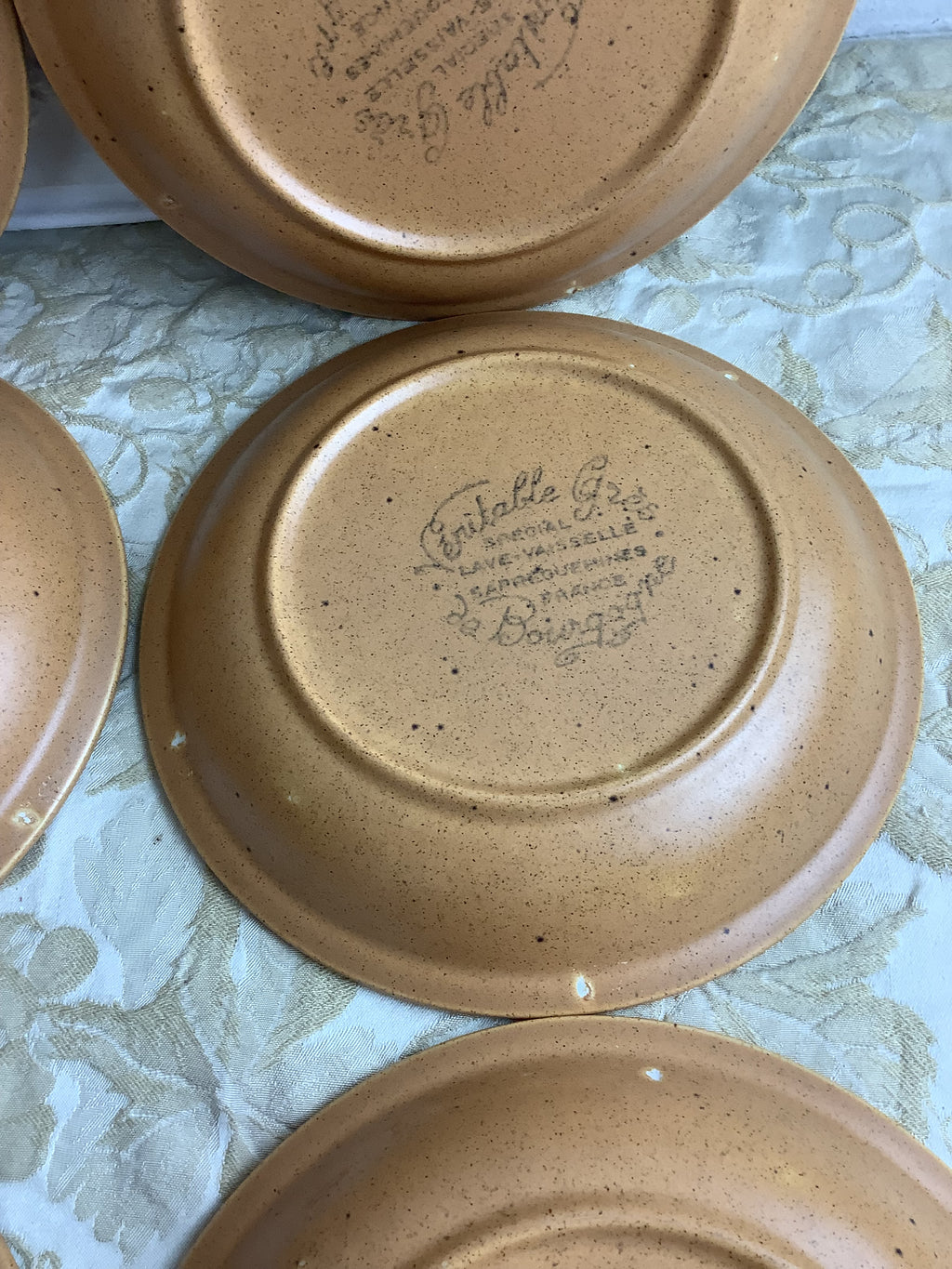 Lot de 6 assiettes creuses Sarreguemines France, grès La Bourgogne – Ref. 27F
