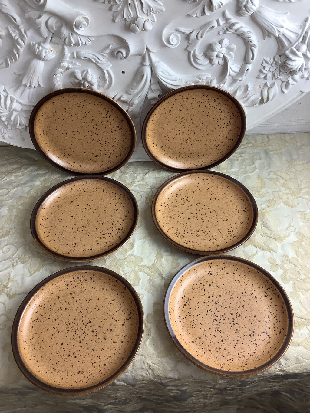 Lot de 6 assiettes à Dessert Sarreguemines France, grès La Bourgogne – Ref. 27G
