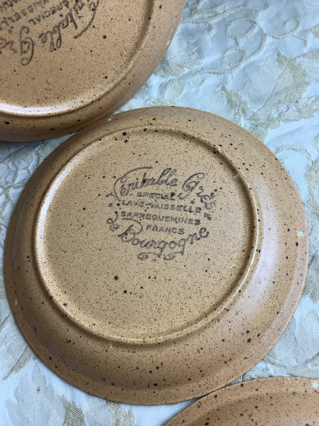 Lot de 6 assiettes à Dessert Sarreguemines France, grès La Bourgogne – Ref. 27G