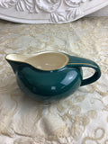 Ancien saucier ou pot à crème en faïence de Salins, vert émeraude, style Art Déco -Ref 27R