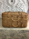Ancienne valise de pique-nique en vannerie française, style Art Déco – Réf. 27D