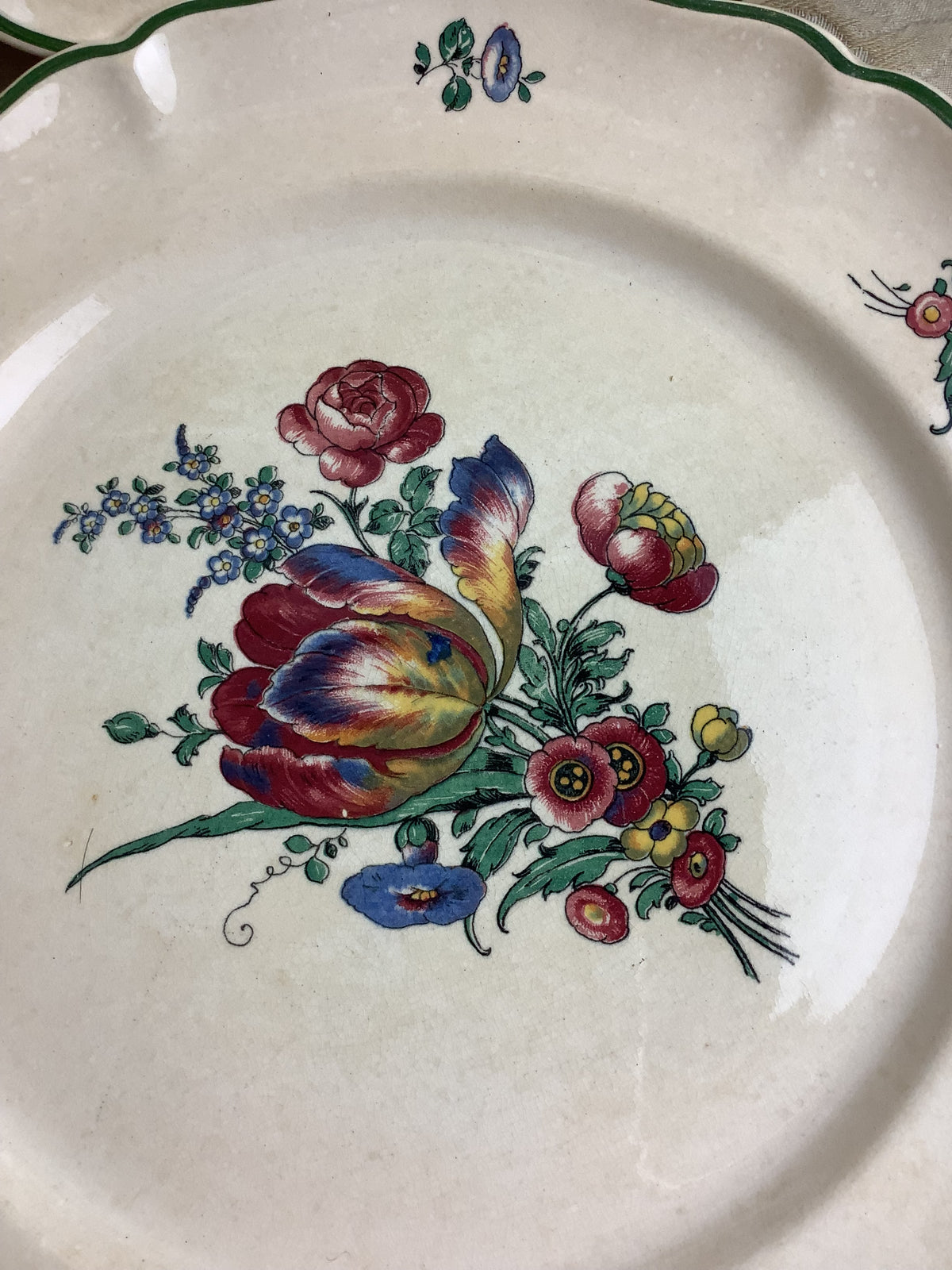 Lot de 6 assiettes plates anciennes Villeroy & Boch, modèle Vieux Strasbourg – Réf. 27N